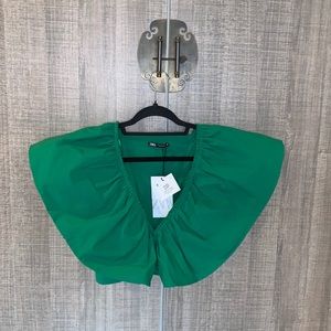 Zara‎ Ruffle Poplin Crop Top